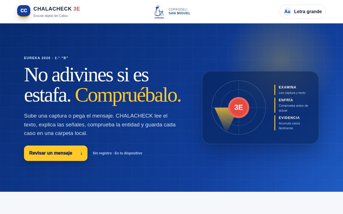 Vista del proyecto CHALACHECK 3E